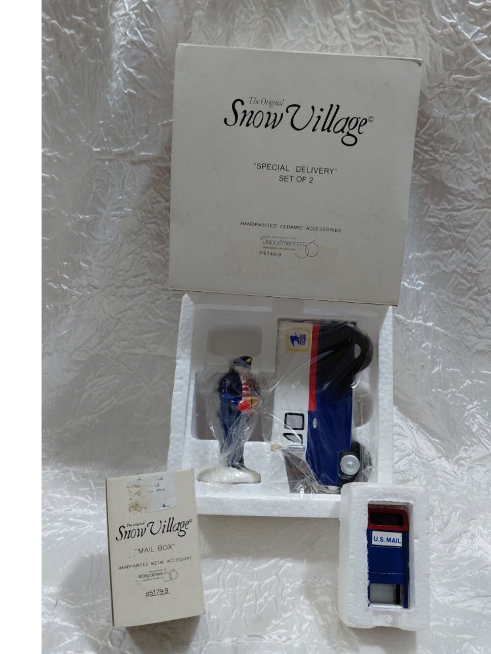Vtg USPS "Special Delivery" & "Mail Box" Set Dept 56 The Original Snow Village
